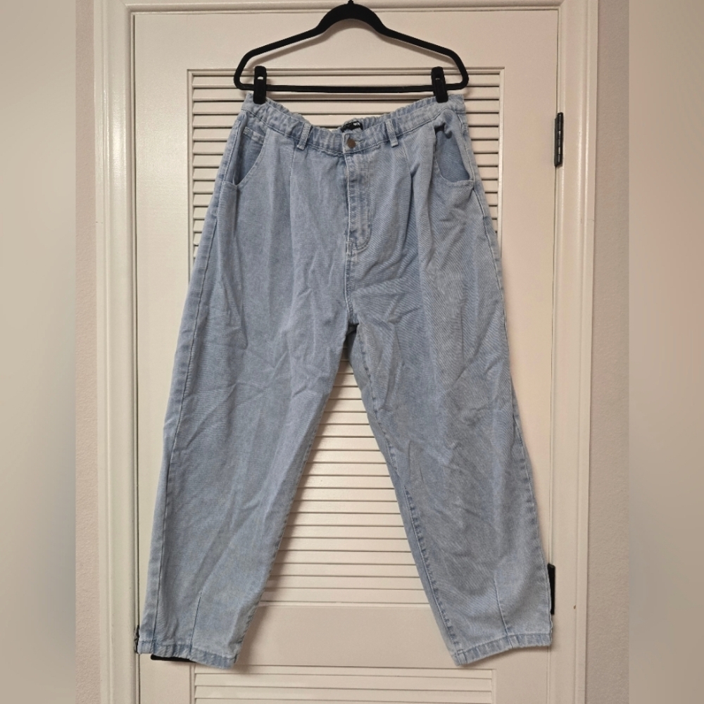 Fashion Nova - (Plus-Size) Light Blue 100% Cotton Jeans With Pockets